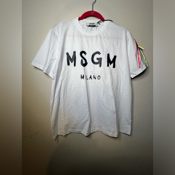 NEW MSGM Logo Printed Crewneck White T-Shirt Size XL - Picture 5 of 12
